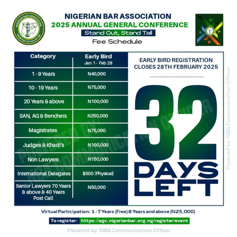 NBA AGC 2025 Early Bird registration, 32 days to go