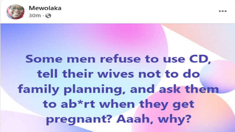 Woman questions men who refuse to use protection, stop wives from family planning and ask them to abort when pregnant