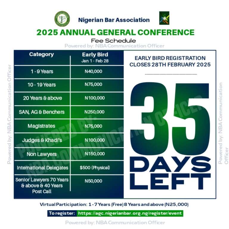 NBA AGC 2025 Early Bird registration, 35 days to go