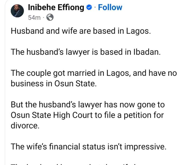 Lawyer laments how a man is frustrating estranged wife amid divorce