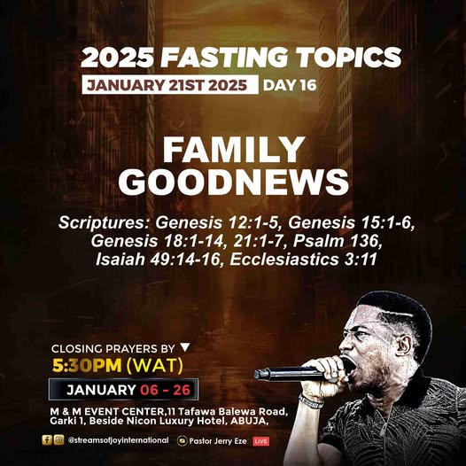 NSPPD 21 Days Fasting and Prayers 21st January 2025 (Day 16 prayer points)