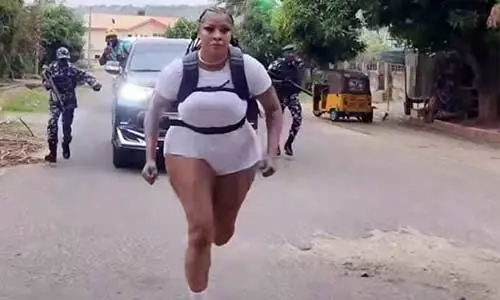 Nigeria Police says it is probing viral video of armed policemen escorting Actress Angela Okorie while jogging